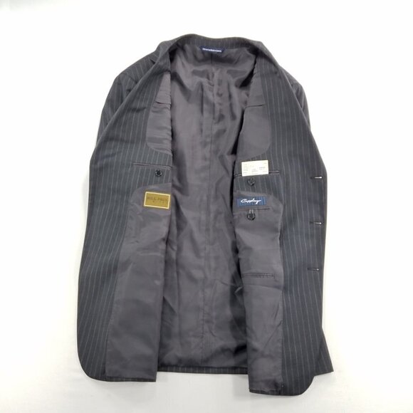 Coppley Suit Gray Pinstripe 2-Pc 44R 38x30.5 Bill Paul Pure Wool Blazer Jacket - Picture 5 of 8